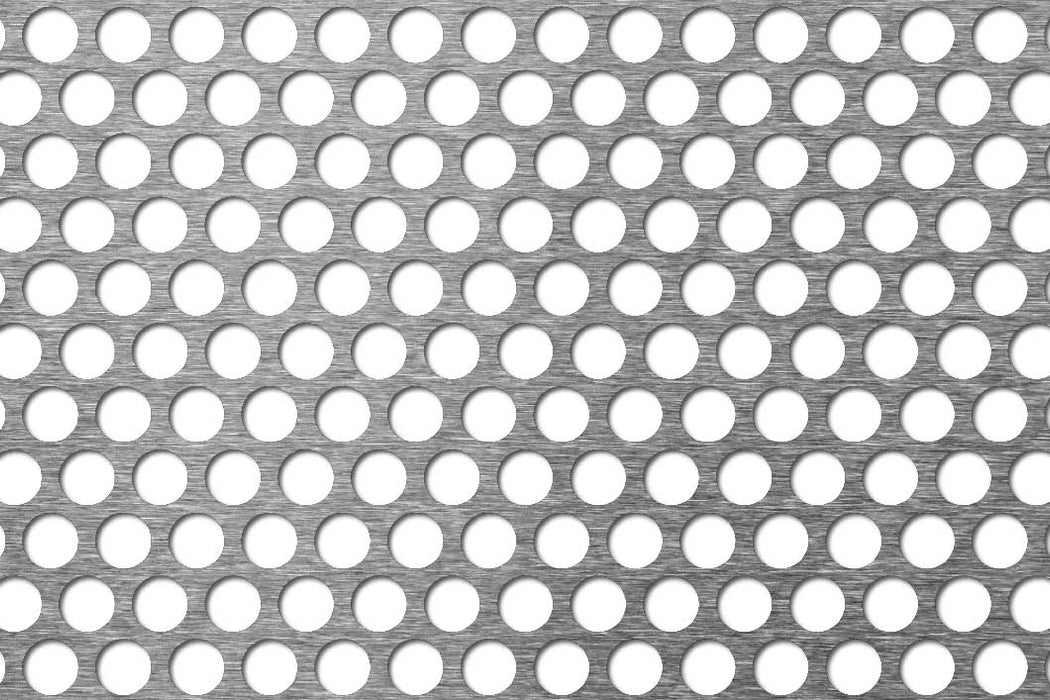 Perforeret stålplade 10 mm runde huller 2000x1000x1,5 mm luftprocent 56,23%