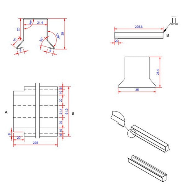 6x22x225 muffe lille Blank alu