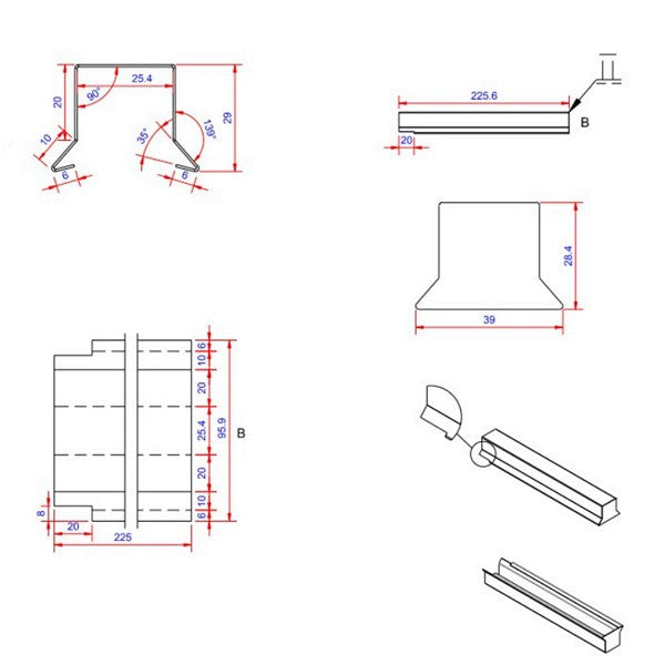 6x26x225 muffe lille Blank alu