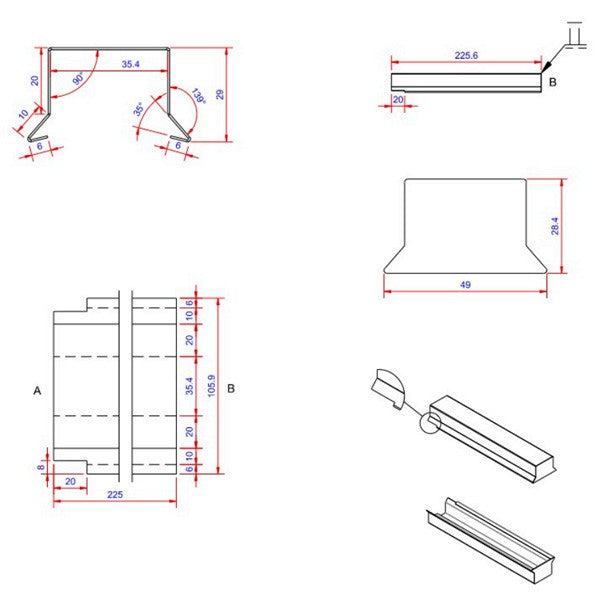 6x36x225 muffe lille Blank alu