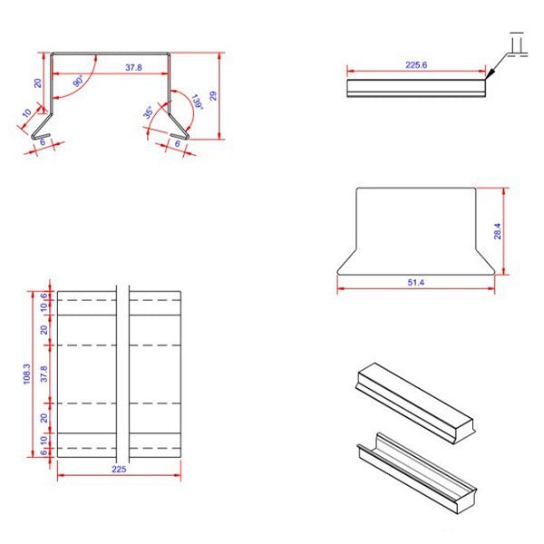 6x36x225 muffe stor Blank alu