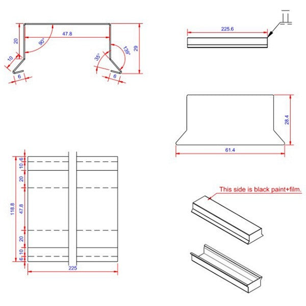 6x46x225 muffe stor Sort alu