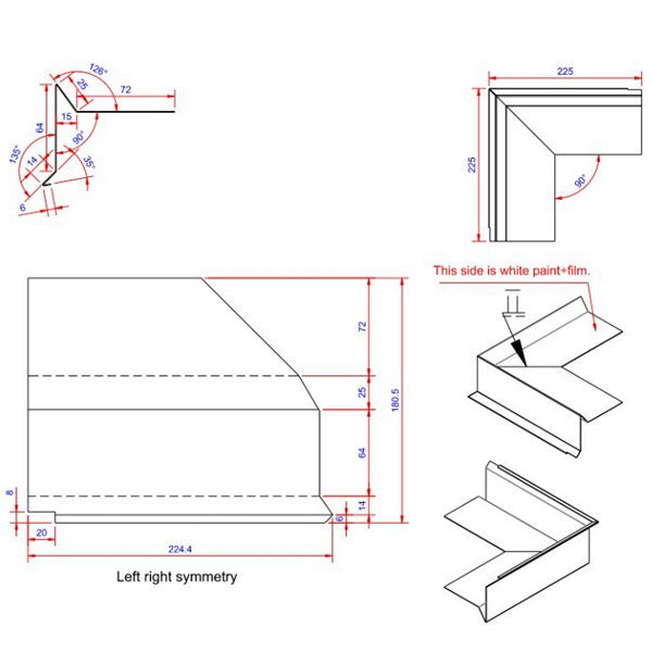 6x80x225 hjørne udvendigt Hvid alu