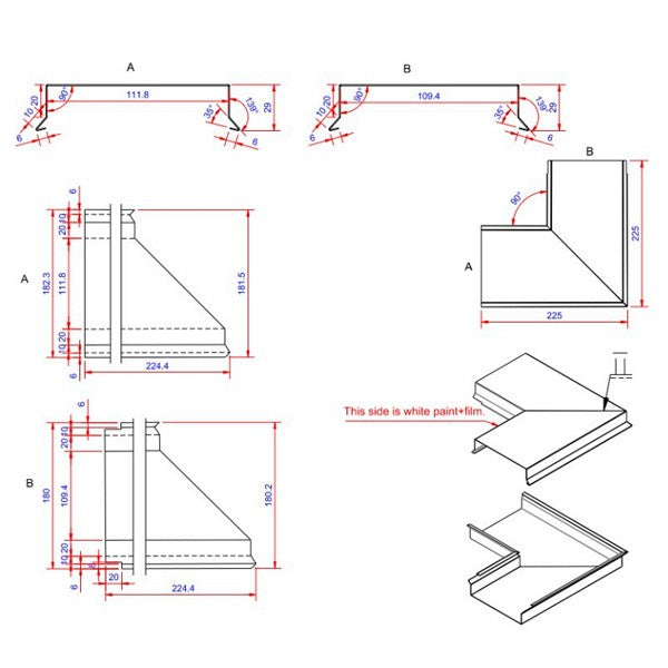 6x110x225 hjørne indvendigt Hvid alu