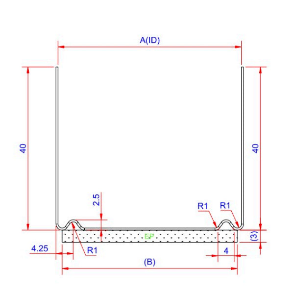 Top/bund skinne U-profil til gips m/EP belægning 95 mm - 3 meter