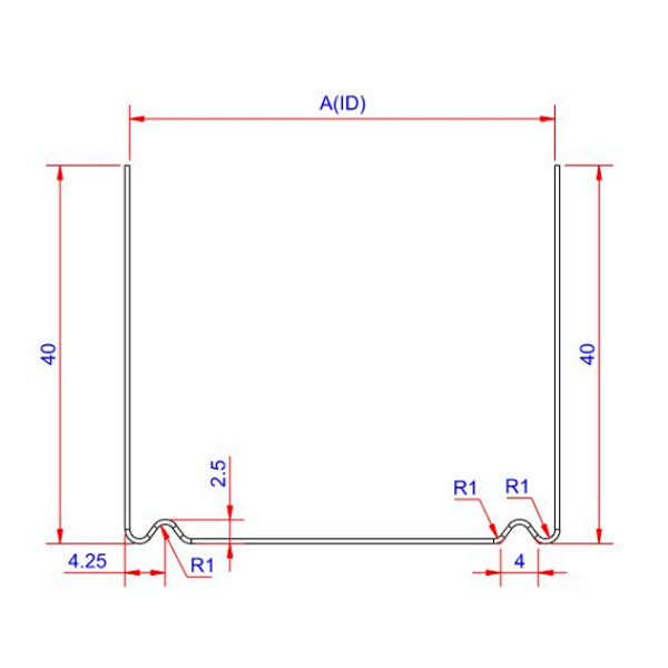 Top/bund skinne U-profil til gips 70 mm - 3 meter