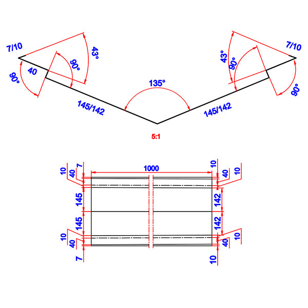 Skotrende 6" dobbelt alu 80x330x1000 mm