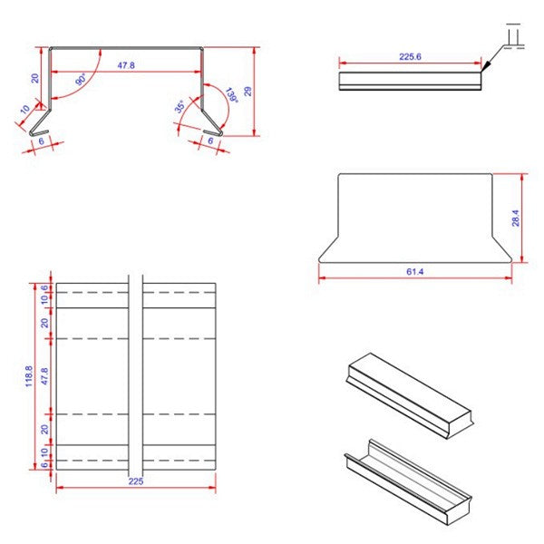 6x46x225 muffe stor Blank alu