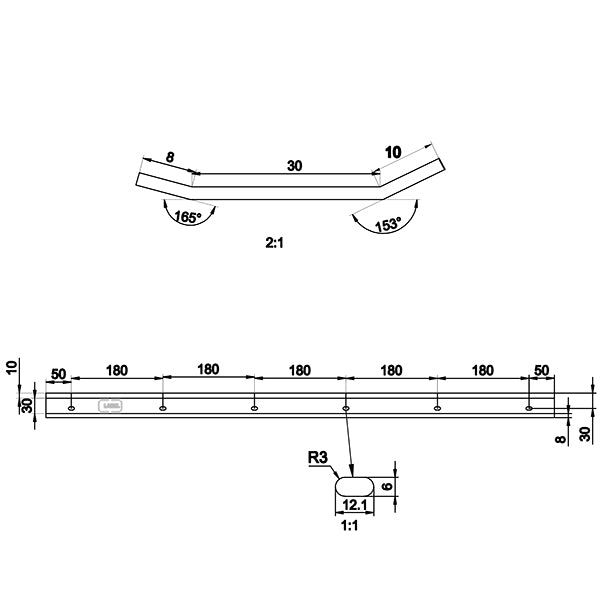 Murklemskinne alu 6x30x1000 mm