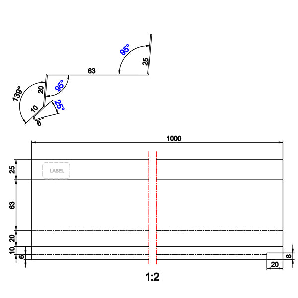 Sålbænk 60 alu 20x63x1000 mm