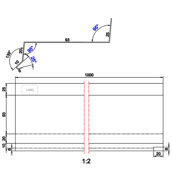 Sålbænk 90 alu 20x93x1000 mm