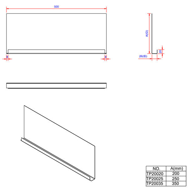 Sternplade 200x500x26 mm - ALU