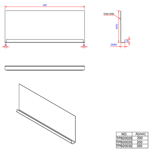 Sternplade 200x500x26 mm - SORT