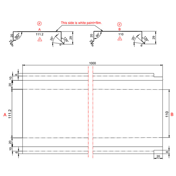 Sternkapsel 110 mm lige HVID alu 20x110x1000 mm